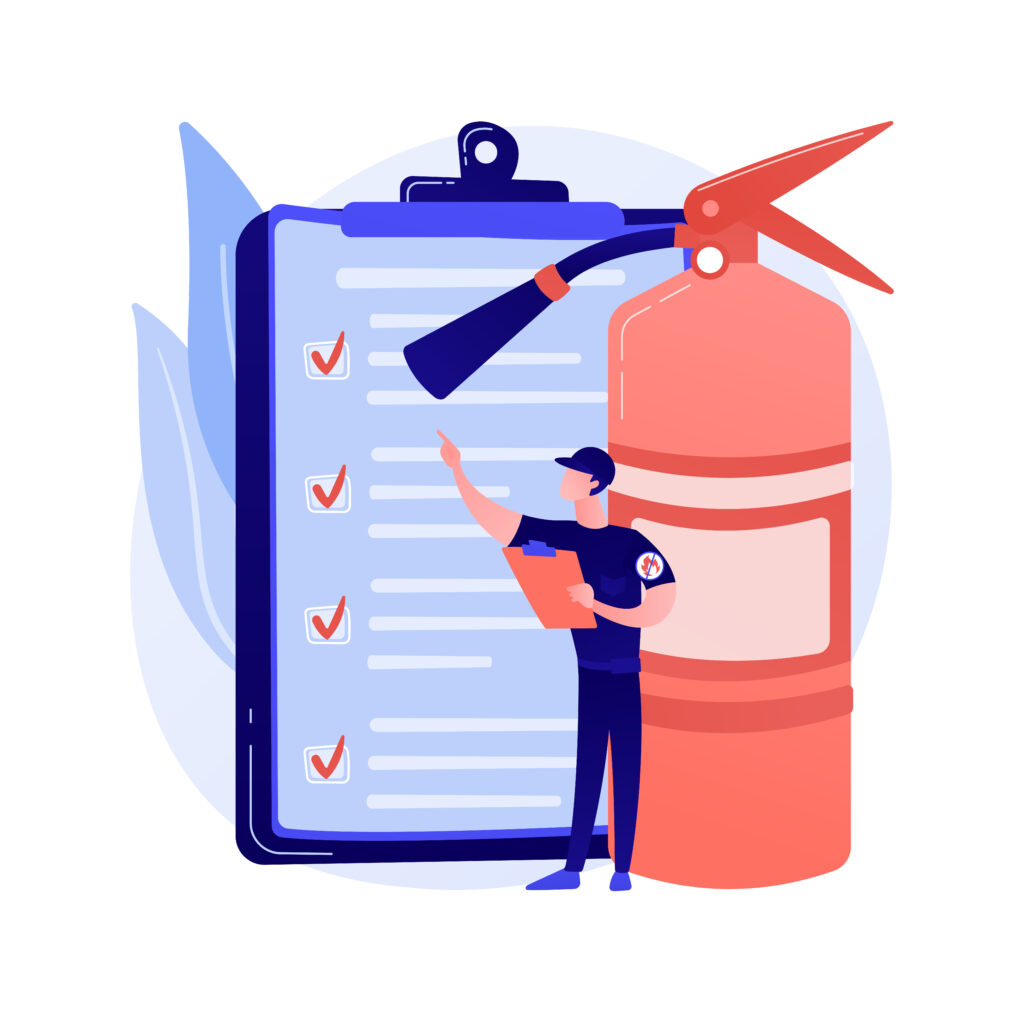 fire inspection abstract concept vector illustration.